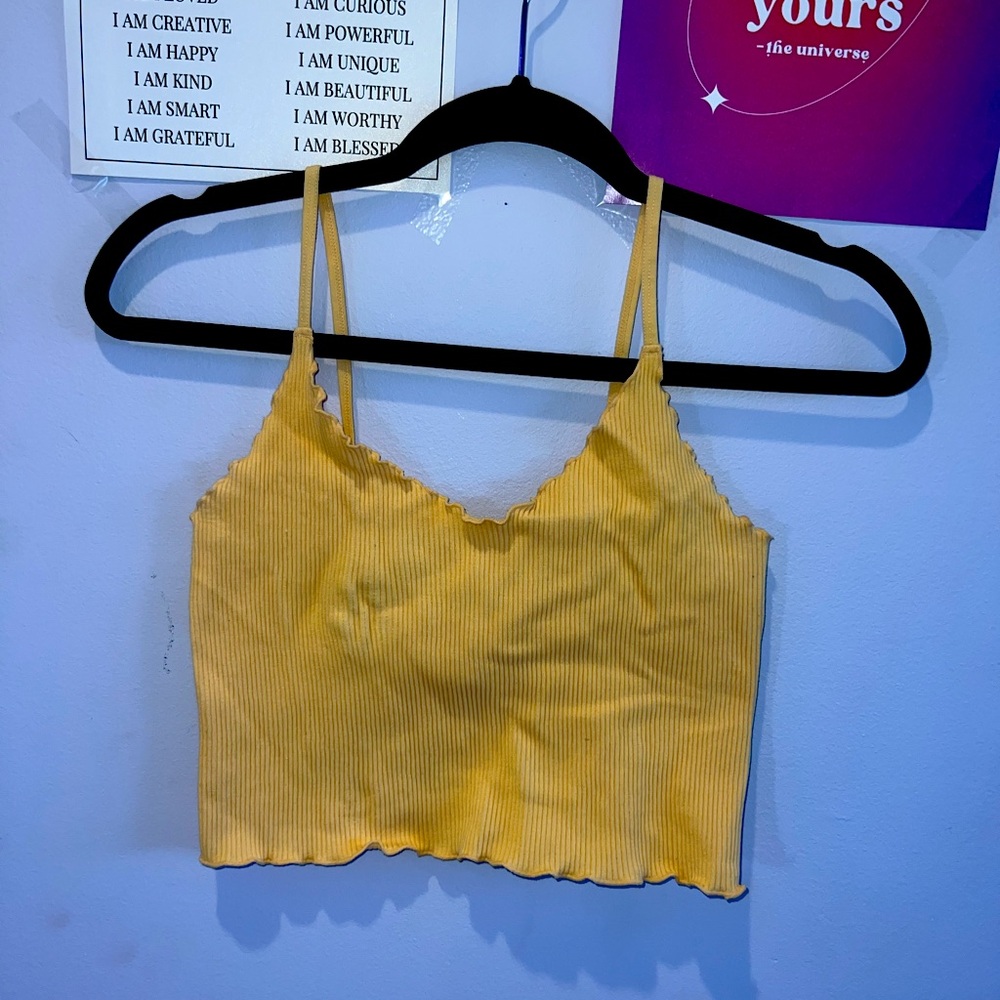 Forever 21 orange ruffled cropped tank top